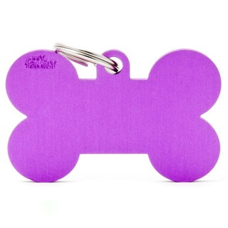 My Family USA Pet Tag - Basic Aluminum - Bone Purple - XL