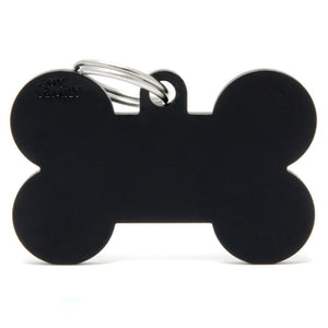 My Family USA Pet Tag - Basic Aluminum - Bone Black - XL