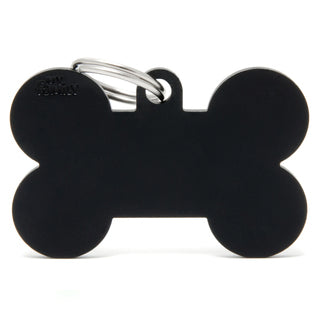 My Family USA Pet Tag - Basic Aluminum - Bone Black - XL