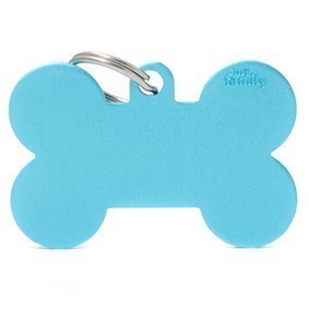 My Family USA Pet Tag - Basic Aluminum - Bone Light Blue - XL