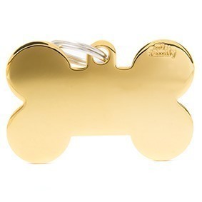 My Family USA Pet Tag - Basic Gold - Bone Golden Brass - XL
