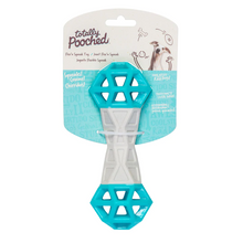 Load image into Gallery viewer, Messy Mutts Totally Pooched Flex n&#39; Squeak Toy Dog Ball Foam Rubber 7&quot; - Teal/Grey
