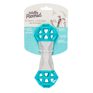 Messy Mutts Totally Pooched Flex n' Squeak Toy Dog Ball Foam Rubber 7" - Teal/Grey