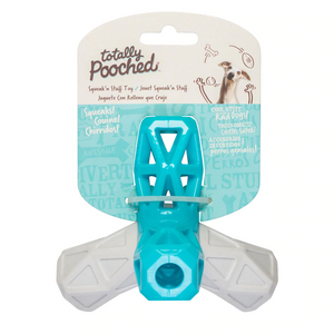 Messy Mutts Totally Pooched Squeak n' Stuff Foam Rubber Dog Toy 5" - Teal/Grey