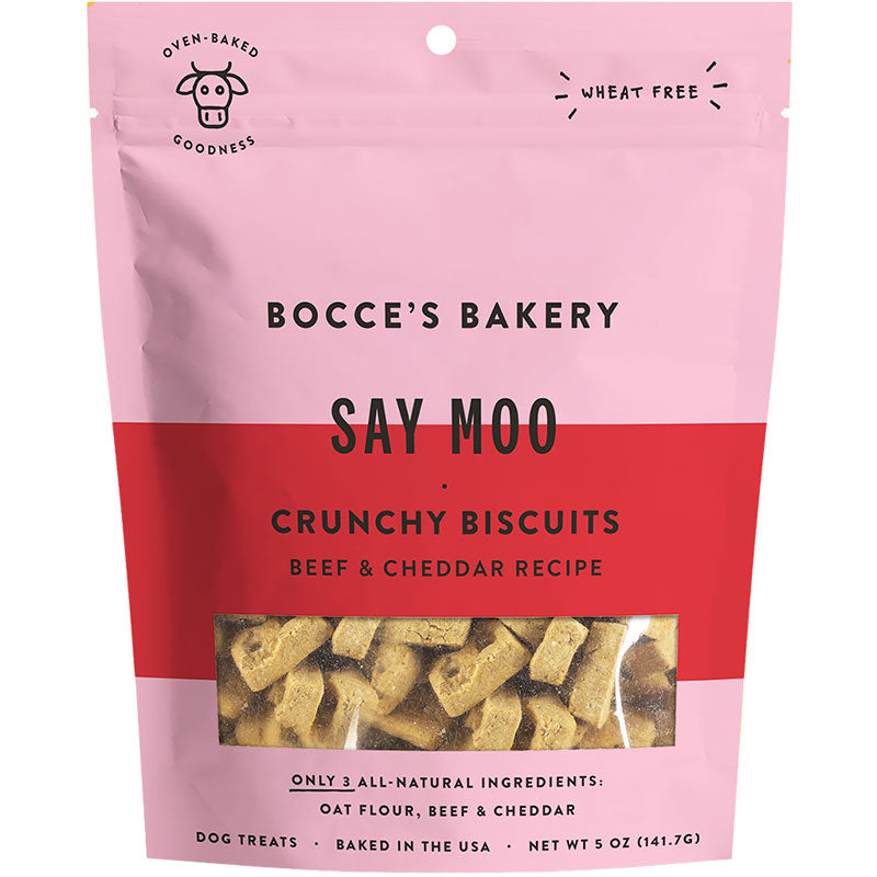 Bocce’s Everyday Crunchy Dog Biscuits - Say Mooo 5oz bag