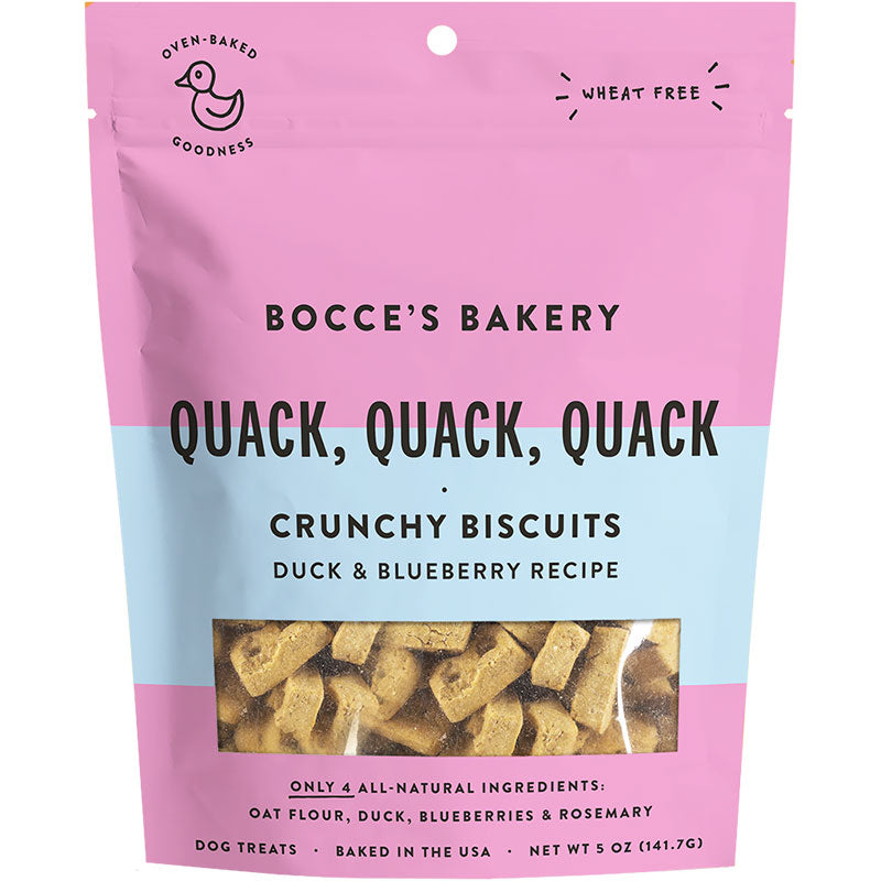 Bocce’s Everyday Crunchy Dog Biscuits - Quack, Quack, Quack 5oz bag