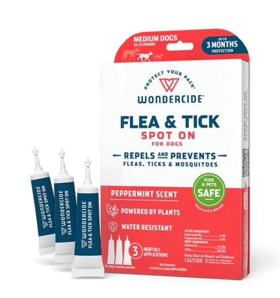 Wondercide Flea & Tick Spot On w/ Natural Essential Oils Peppermint for Large Dogs