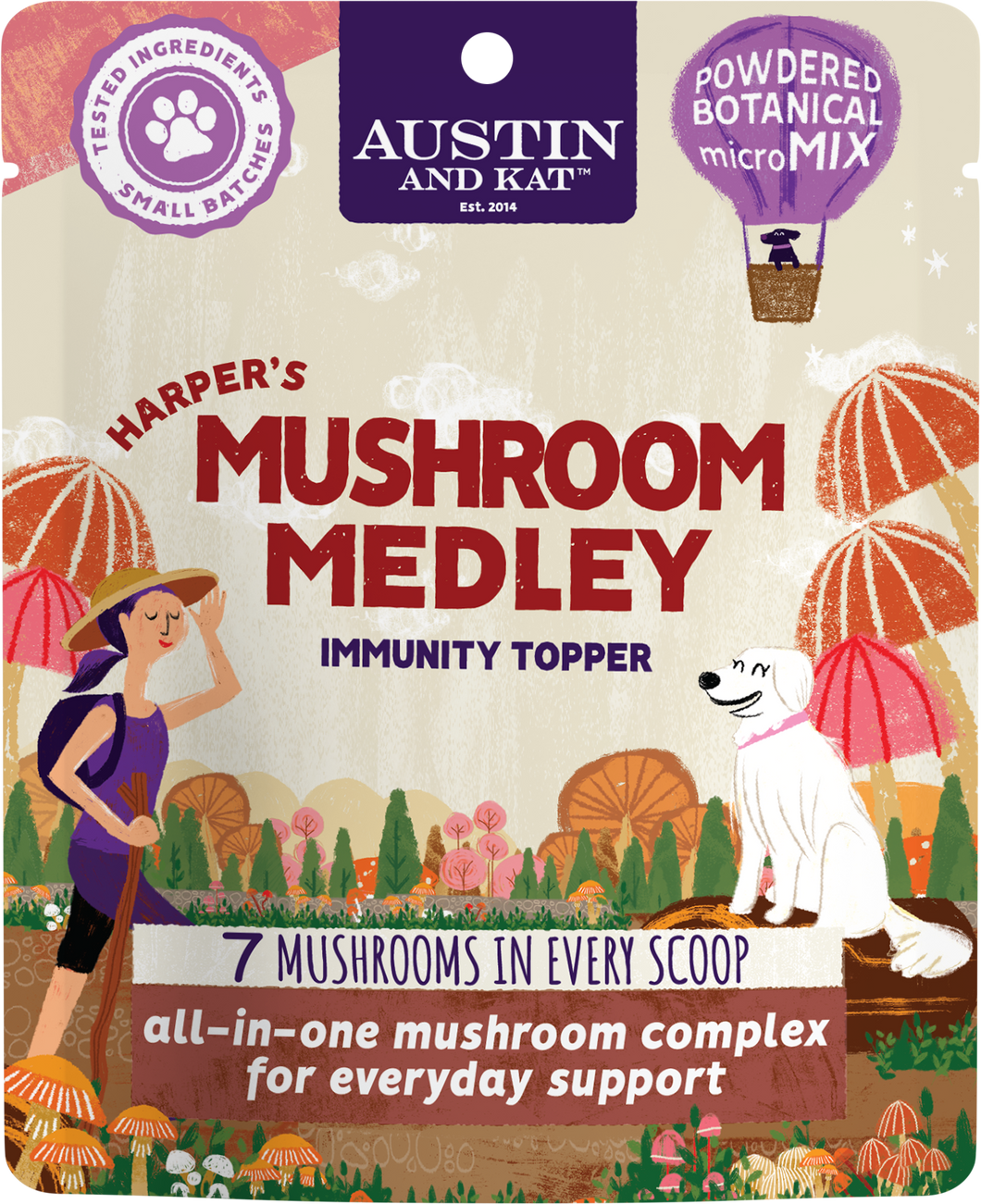 Austin and Kat Meal Enhancing Topper - Harper's Mushroom Medley Immunity 60g Pouch