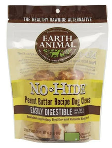 Earth Animal No-Hide Chews Packages - Peanut Butter 4" 2pk