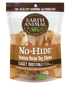 Earth Animal No-Hide Chews Packages - Venison 4" 2pk