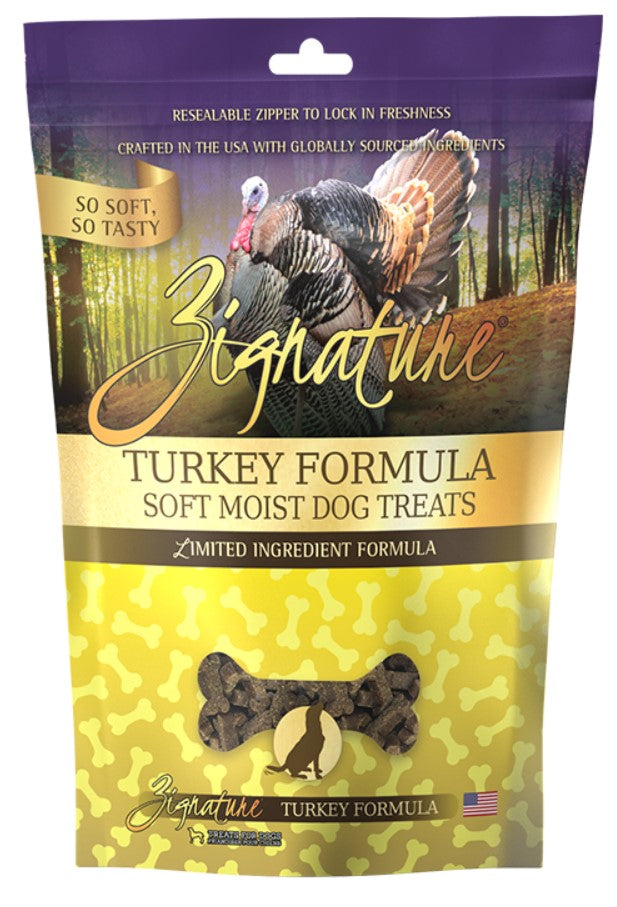 Zignature Dog Treats Grain-Free Soft Moist Turkey Formula 3oz Bag