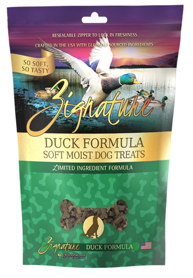 Zignature Dog Treats Grain-Free Soft Moist Duck Formula 3oz Bag