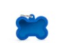 My Family USA Pet Tag - New "Hushtag" - Blue Bone Aluminum Blue Rubber - Large