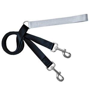 2 Hounds Design Double Connection Training Leash - 1" Wide Black/Silver