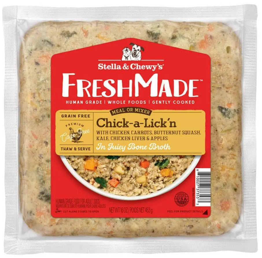 Stella & Chewy's Frozen Gently Cooked Dog Food FreshMade Grain Free Chick-A-Lick'N 16oz Bag