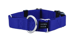 2 Hounds Design 1” Wide Solid Colored Buckle Martingale COMBO Collar - Black -