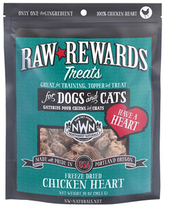 Northwest Naturals Raw Rewards Freeze-Dried Dog & Cat Treats Chicken Heart