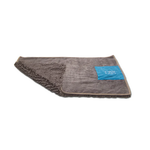 Messy Mutts Dog Drying Mat & Towel with Hand Pockets - Grey Medium (36" x 24"")