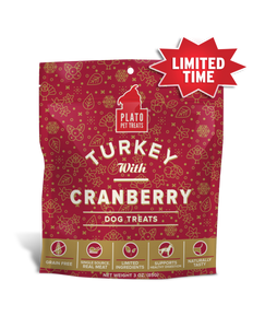 Plato Seasonal Turkey with Cranberry Soft Dog Treats 3oz Bag