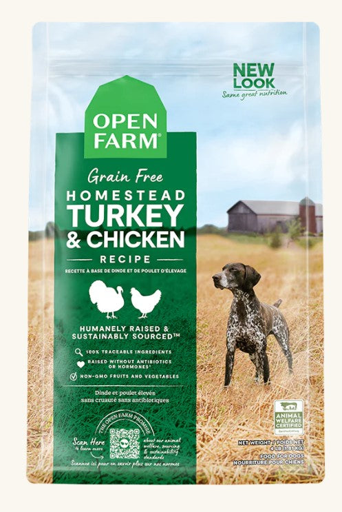 Open Farm Dry Dog Food Grain-Free Homestead Turkey & Chicken Recipe (New Size)