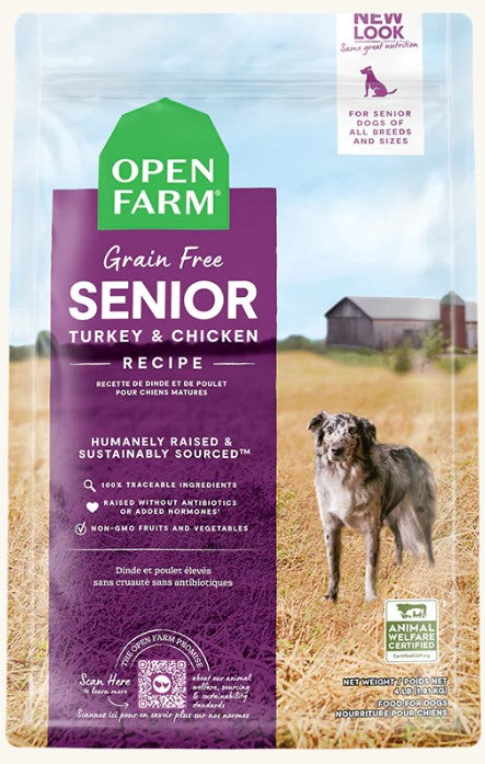 Open Farm Dry Dog Food Grain-Free Senior Turkey & Chicken Recipe (New Size)