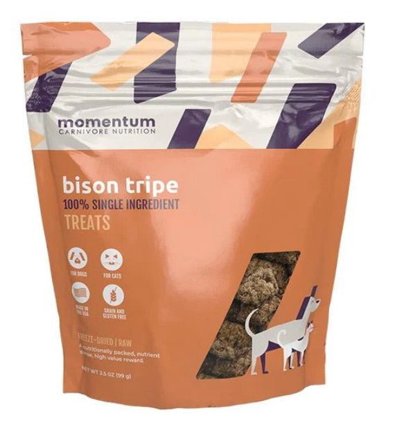 Momentum Single Ingredient Freeze-Dried Dog & Cat Treats - Bison Tripe 3.5oz Bag
