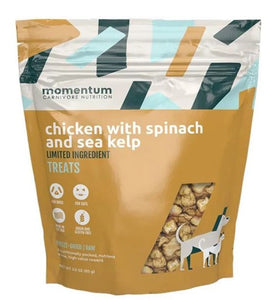 Momentum Single Ingredient Freeze-Dried Dog & Cat Treats - Chicken w/ Spinach & Sea Kelp 3oz Bag
