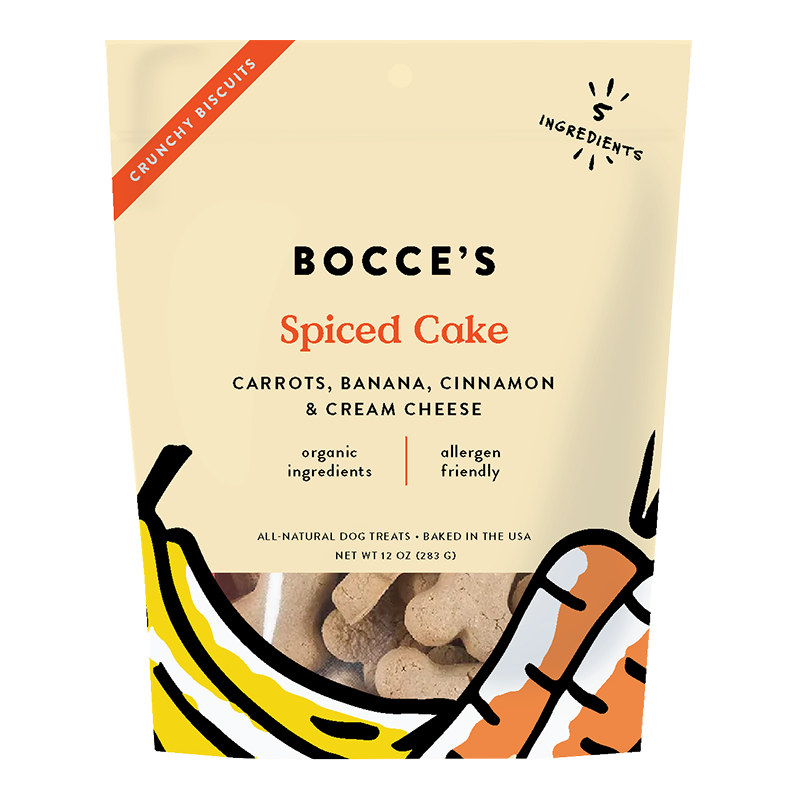 Bocce’s Small Batch Crunchy Dog Biscuits - Spiced Cake 12oz Bag