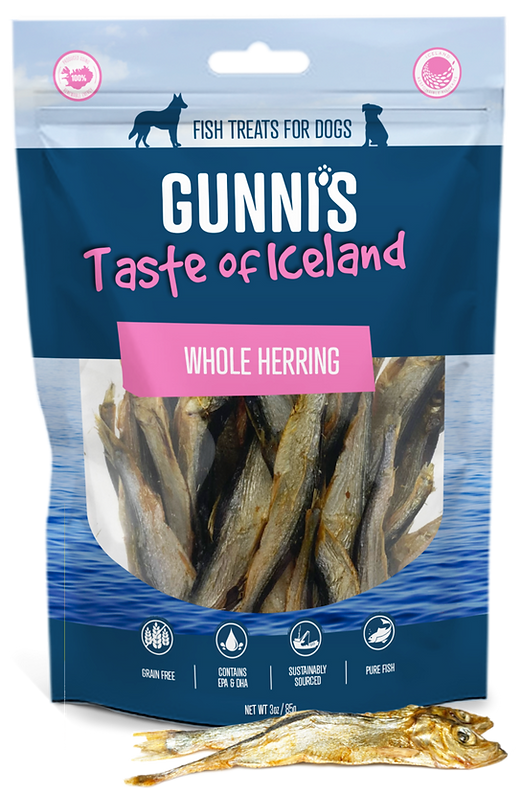 Gunni's Dog Treats Whole Herring 3oz bag