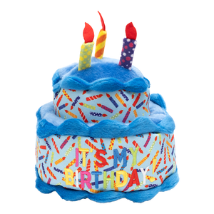 The Worthy Dog Birthday Cake Plush Dog Toy - Blue