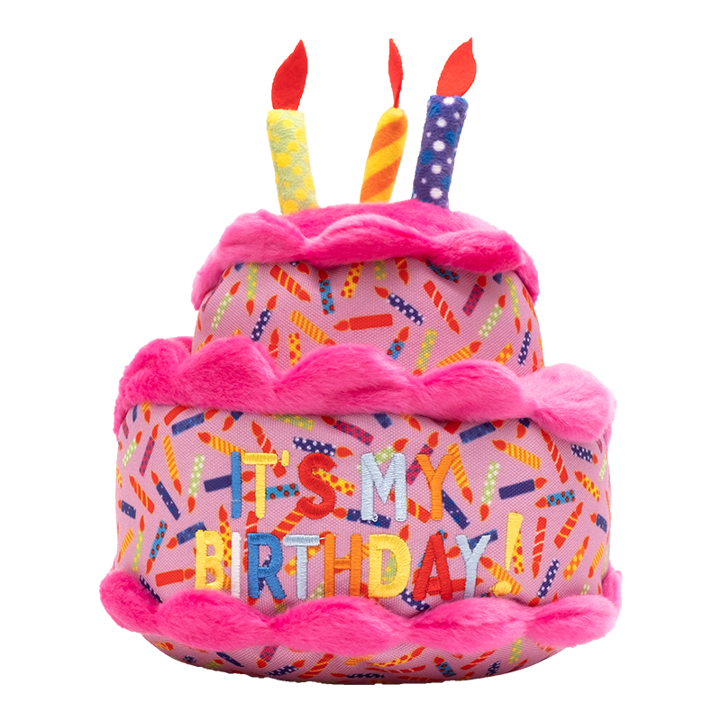 The Worthy Dog Birthday Cake Plush Dog Toy - Pink