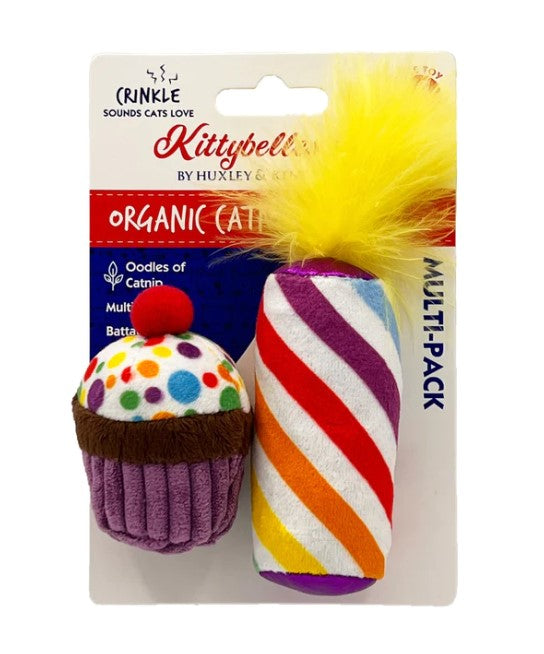 Kittybelles Me-Wow Cupcake and Candle Plush Cat Toy 2 pk