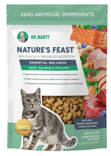 Dr. Marty's Freeze-Dried Cat Food Nature's Feast Essential Wellness- Beef, Salmon & Poultry