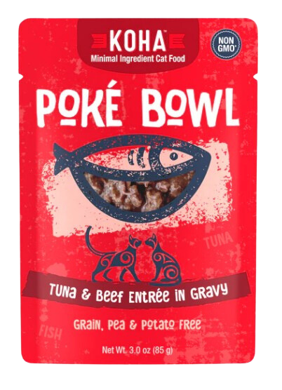 KOHA Wet Cat Food Poké Bowl Tuna & Beef Entrée in Gravy