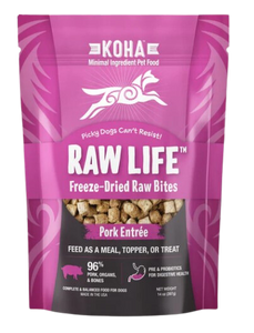 KOHA Raw Life Freeze-Dried Dog Food Raw Bites Pork Entrée 14oz Bag