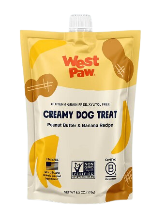 West Paw Creamy Dog Treat Peanut Butter & Banana 6.2oz pouch
