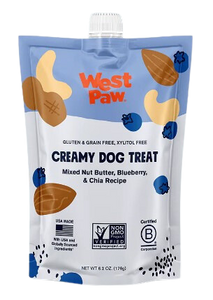 West Paw Creamy Dog Treat Mixed Nut Butter, Blueberry & Chia 6.2oz pouch