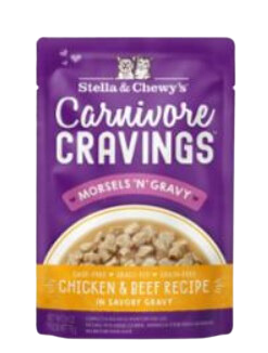 Stella & Chewy's Wet Cat Food Carnivore Cravings Morsels N' Gravy Chicken & Beef 2.8oz Pouch Single