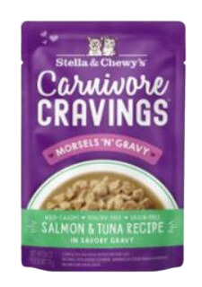 Stella & Chewy's Wet Cat Food Carnivore Cravings Morsels N' Gravy Salmon & Tuna 2.8oz Pouch Single