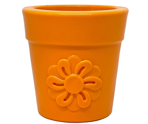 SodaPup Flower Pot Durable Rubber Treat Dispenser - Orange
