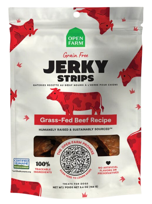 Open Farm Grain Free Jerky Strips Beef 5.6oz Bag