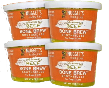 Nugget's Healthy Eats Dog/Cat Frozen Beef Bone Broth 4oz Single