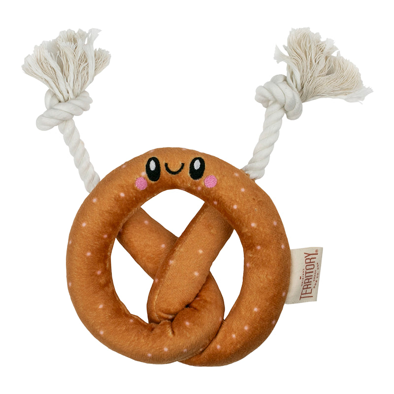 Territory Plush Squeaker Dog Toy with Rope - Pretzel 7