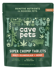 Cave Pets Multi Glandular + Hemp Super Chomp Tablets 60ct Pouch