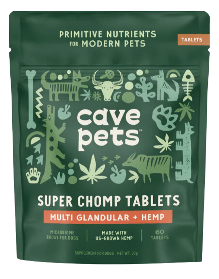 Cave Pets Multi Glandular + Hemp Super Chomp Tablets 60ct Pouch