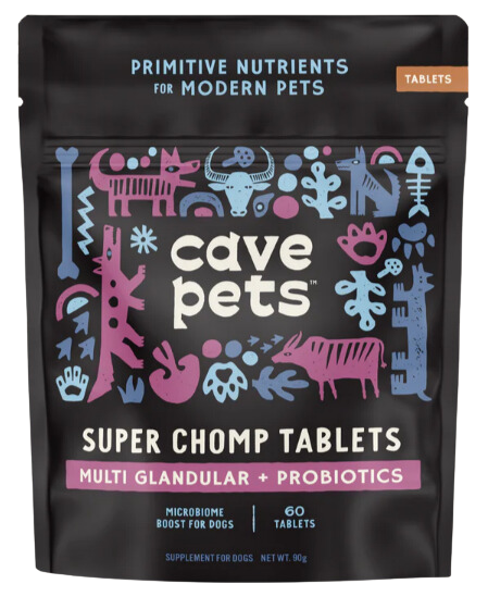 Cave Pets Multi Glandular + Probiotics Super Chomp Tablets 60ct Pouch
