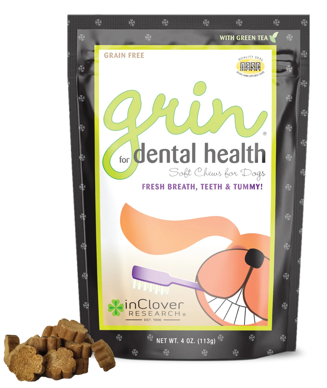 In Clover Grin | Dental Soft Chew Supplement For Dogs 4oz Bag