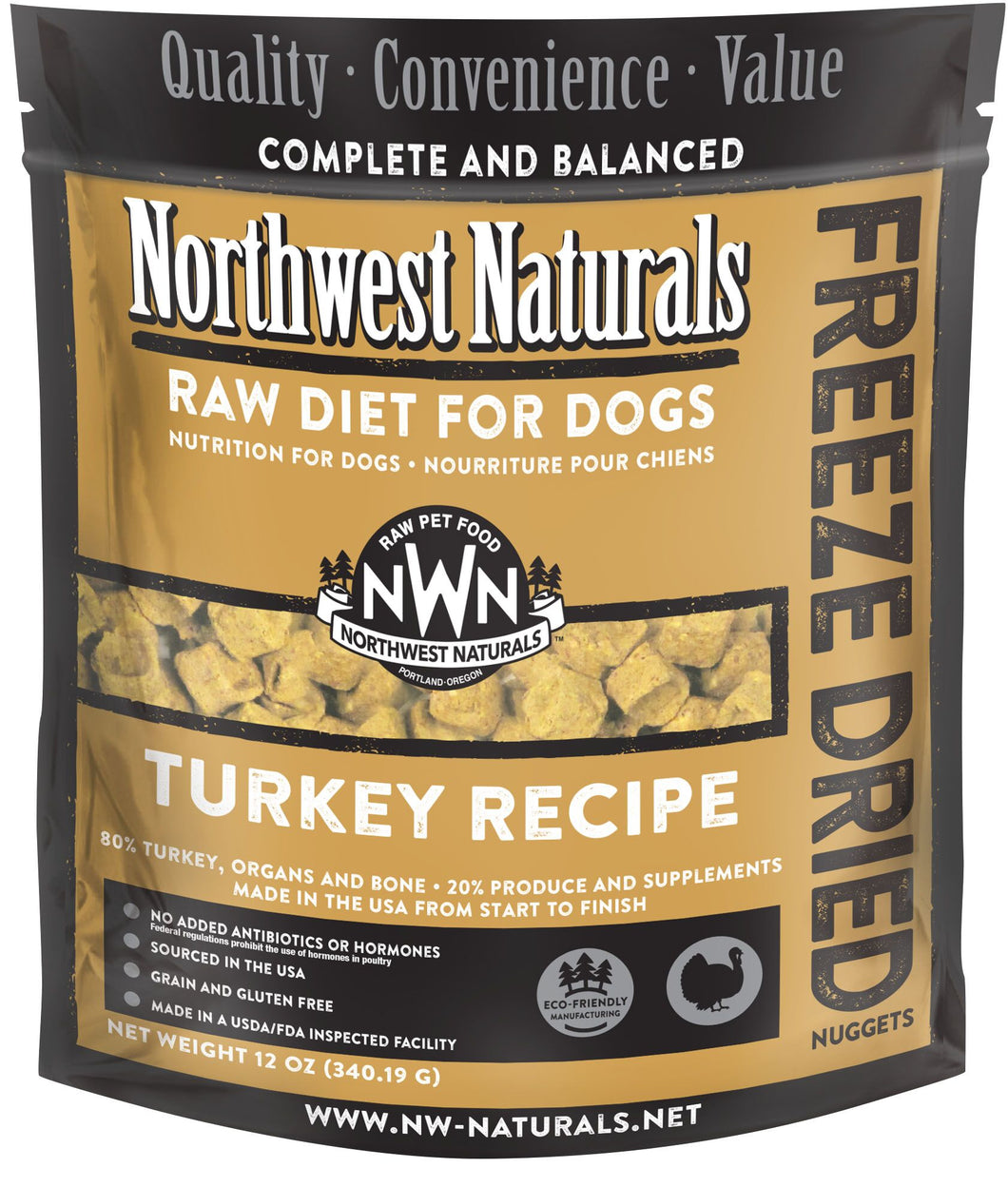 Northwest Naturals Freeze-Dried Dog Food - Turkey Recipe - 12oz Bag